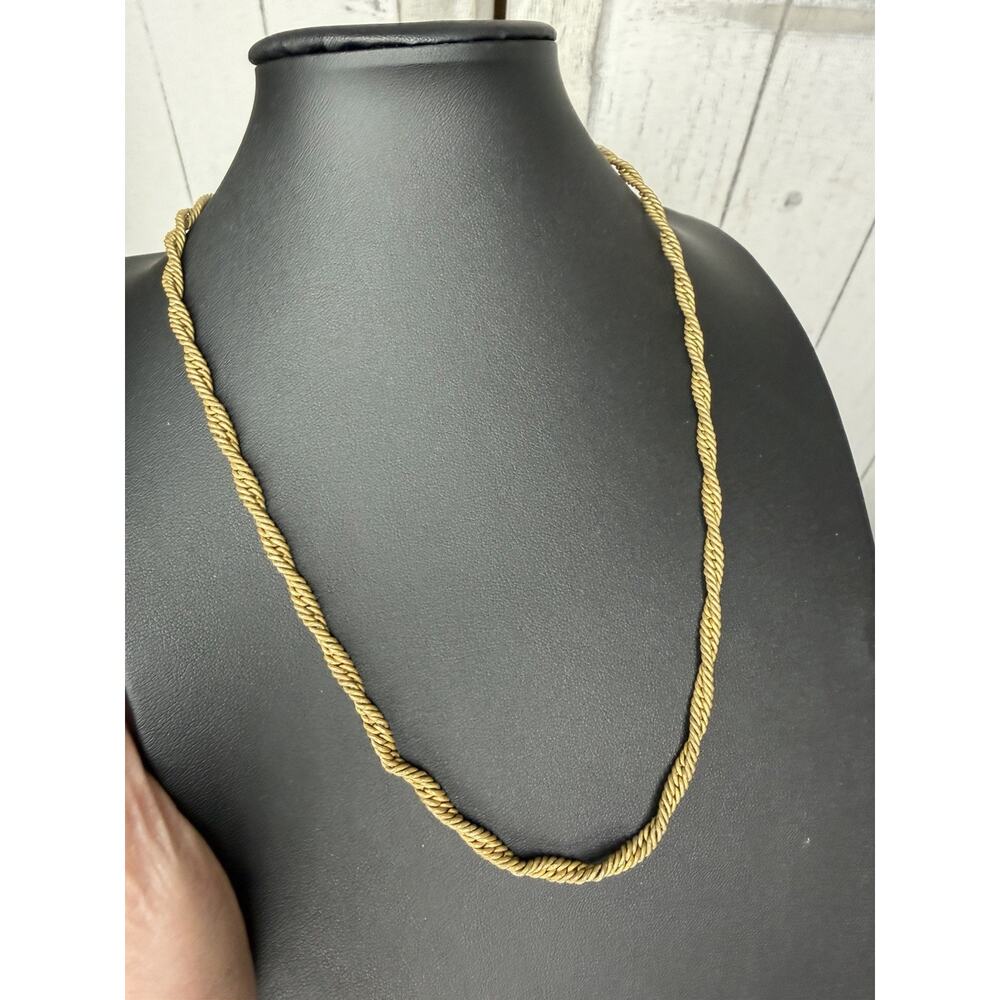 Vintage Miriam Haskell Chain Necklace Signed Gold Tone Braided Minimalist